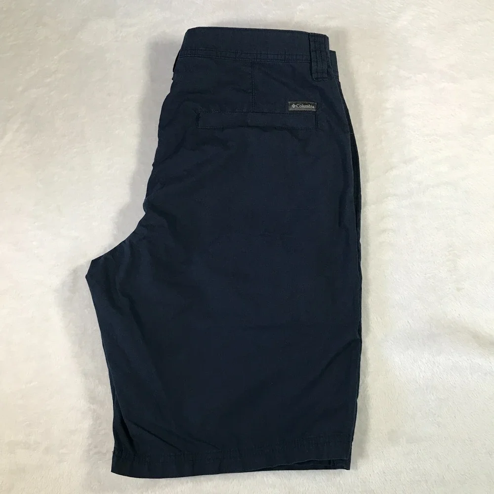 Columbia Mens Navy Blue Chino Hiking Shorts Size 32W 10L Outdoor Casual Cotton
